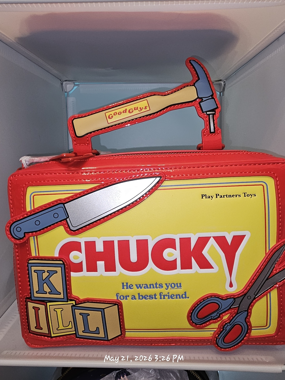 Loungefly Child's Play Chucky Cosplay Tool Chest Crossbody Bag